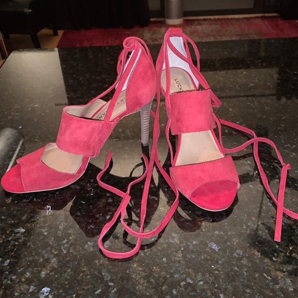 Red suade Lucky Brand heels
